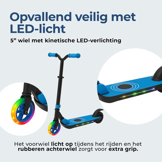 Denver elektrische step voor kinderen - 10km/u - Kinderstep - LED Verlichting - 6km Bereik - SCK5500BU