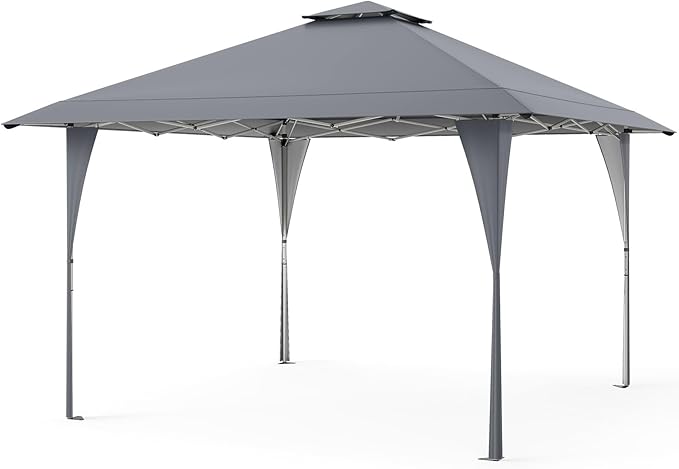 Coast Opvouwbare Partytent 3,95 × 3,95 m – Pop-Up Paviljoen met Ventilatiedak, 3 Hoogtestanden, UV-Bescherming & Draagtas – Grijs
