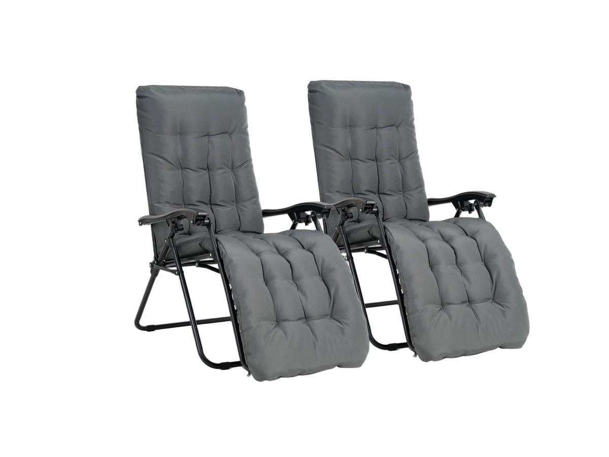 Lifa Garden Premium Ligstoel - Met Kussen - Antraciet - 2 Stuks