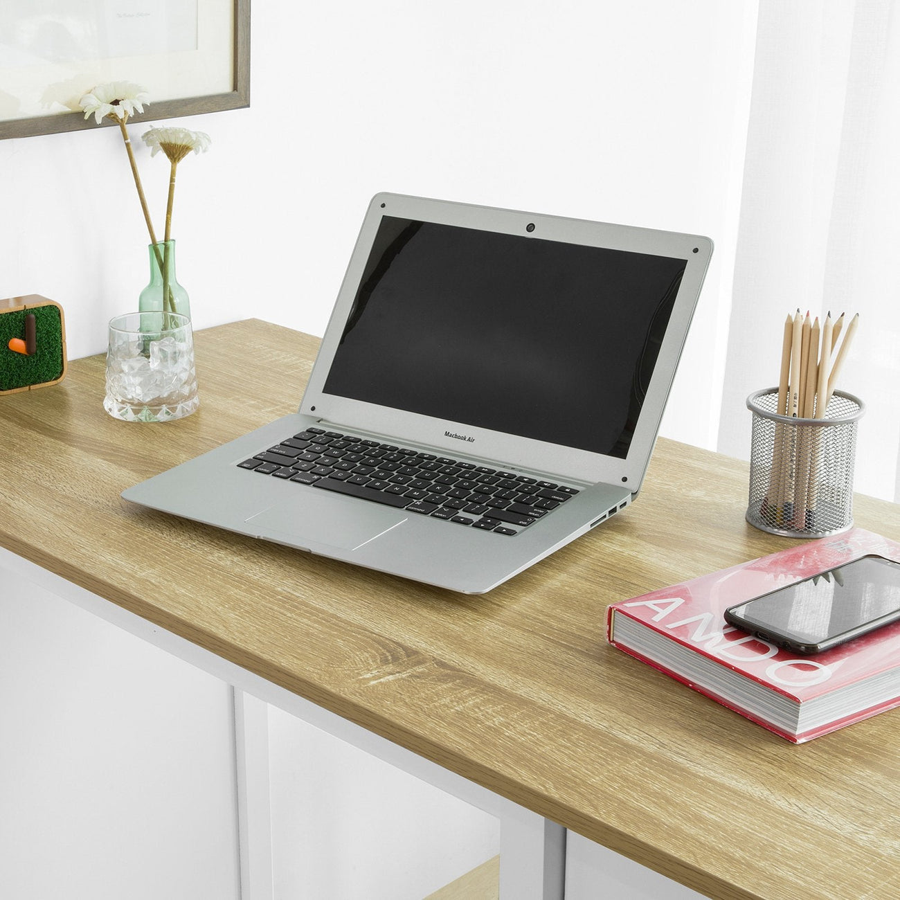 SoBuy Keukentafel met opbergplanken - 120 x 55 x 90 cm - Wit
