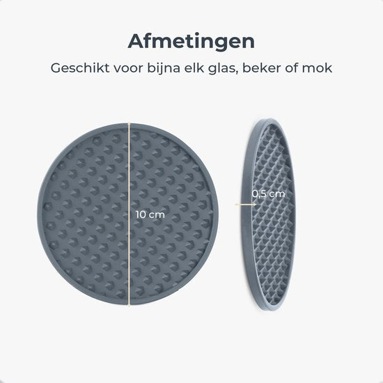 Castagnola Siliconen Onderzetters – Onderzetters voor Glazen – Design Onderzetters met Houder – Onderzettersset – Anti Slip - Set van 6 – Grijs