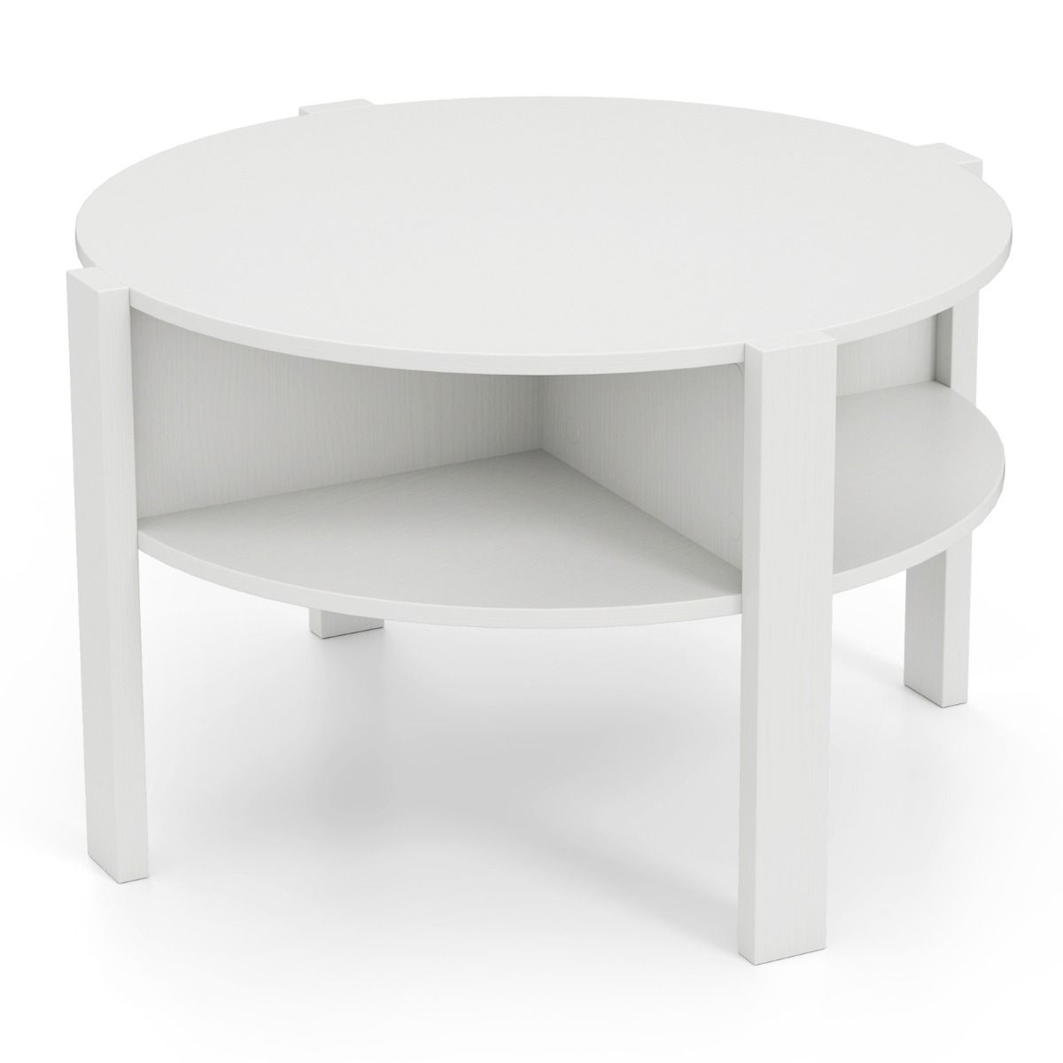 Coast Ronde Salontafel - met opbergruimte - 4 planken - wit 74,5 x 74,5 x 45,5 cm