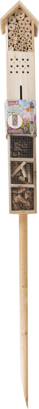 Lifetime Garden insectenhotel - hout - 160 x 14,5 x 10 cm - op paal