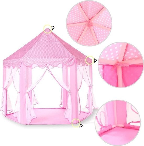 Fuegobird Speeltent Voor Kinderen - prinses kasteel - Game Tent - Indoor en Outdoor Games - Wordt geleverd met led-verlichting - Roze