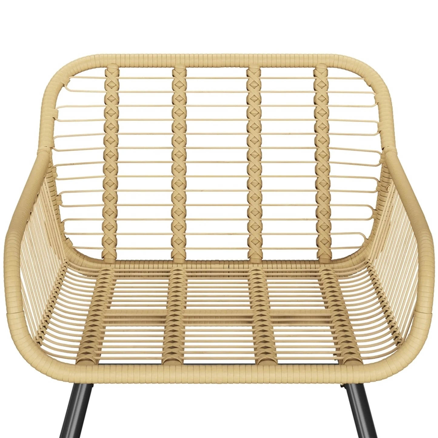 Yaheetech Bistroset Tuinset 3-Delig – 61 x 65 x 76 cm – Voorzien Van Handgeweven PE-Rattan En Glazen Tafelblad En Inclusief Zit- En Sierkussens – Voor Balkon En Terras – Lichtbruin En Metaal