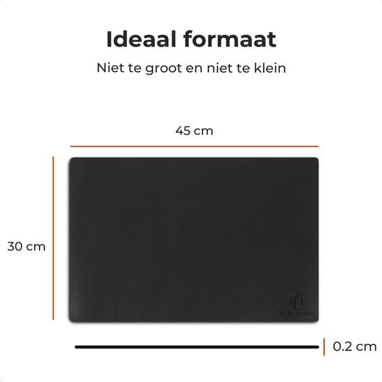 Castagnola Lederlook Placemats - Antislip Placemat van Kunstleer - Waterafstotende Onderlegger - Onderzetter - Placemats kunststof - 6 Stuks - 45 x 30 cm - Zwart