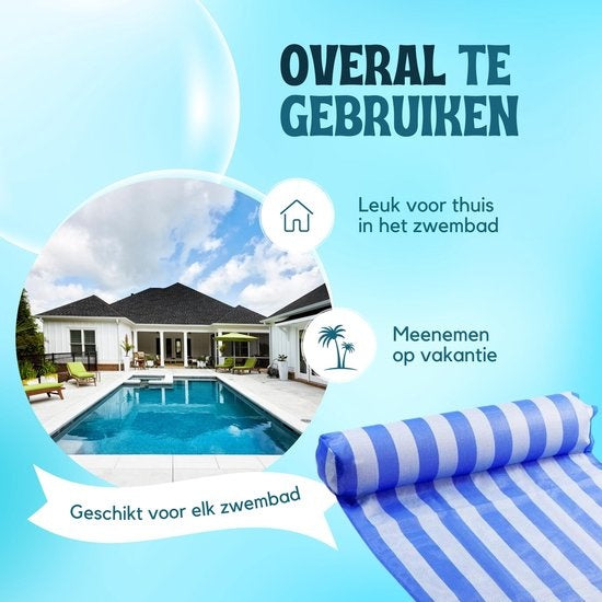 Travelly - Luxe Waterhangmat - Hangmat - Luchtbed - Luchtmatras Zwembad - Waterspeelgoed - Water hangmat - Blauw