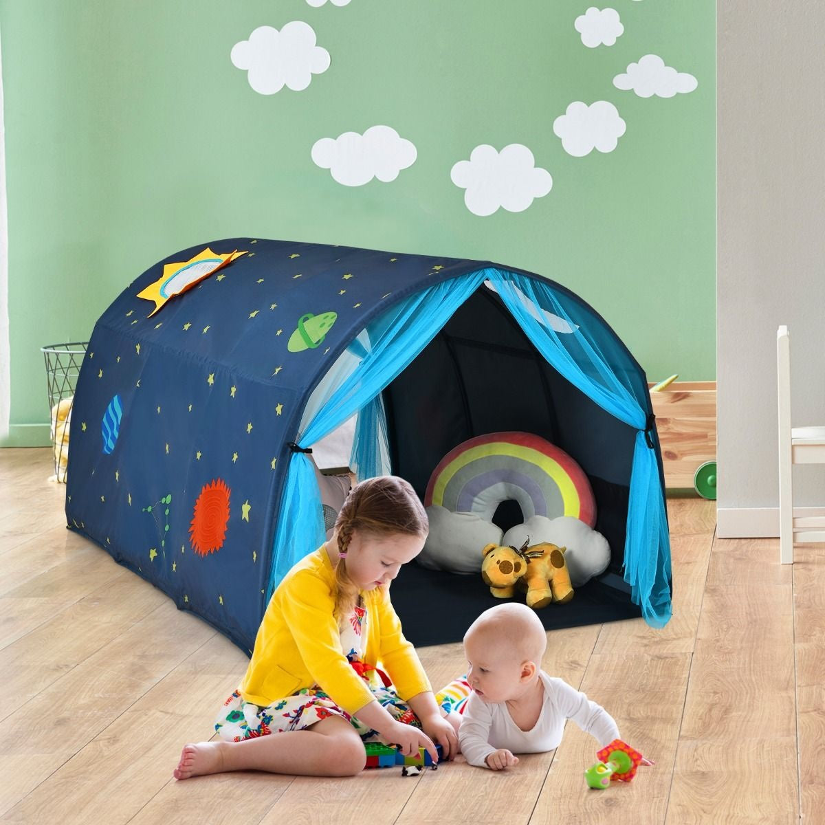 Coast Cot Princess Princess Children's Play House Children's Tent met Window & Bag & Curtain Blue