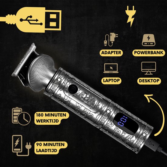 6-in-1 Baardtrimmer Mannen - Trimmer voor Baard en Lichaam - Incl. 6 opzetstukken - Bodygroomer Mannen - Bodytrimmer Heren - Tondeuse - 0.5-15MM - Neus en Oor - Multitrimmer - Haar trimmer - Trimapparaat Baard Machine - Multigroomer