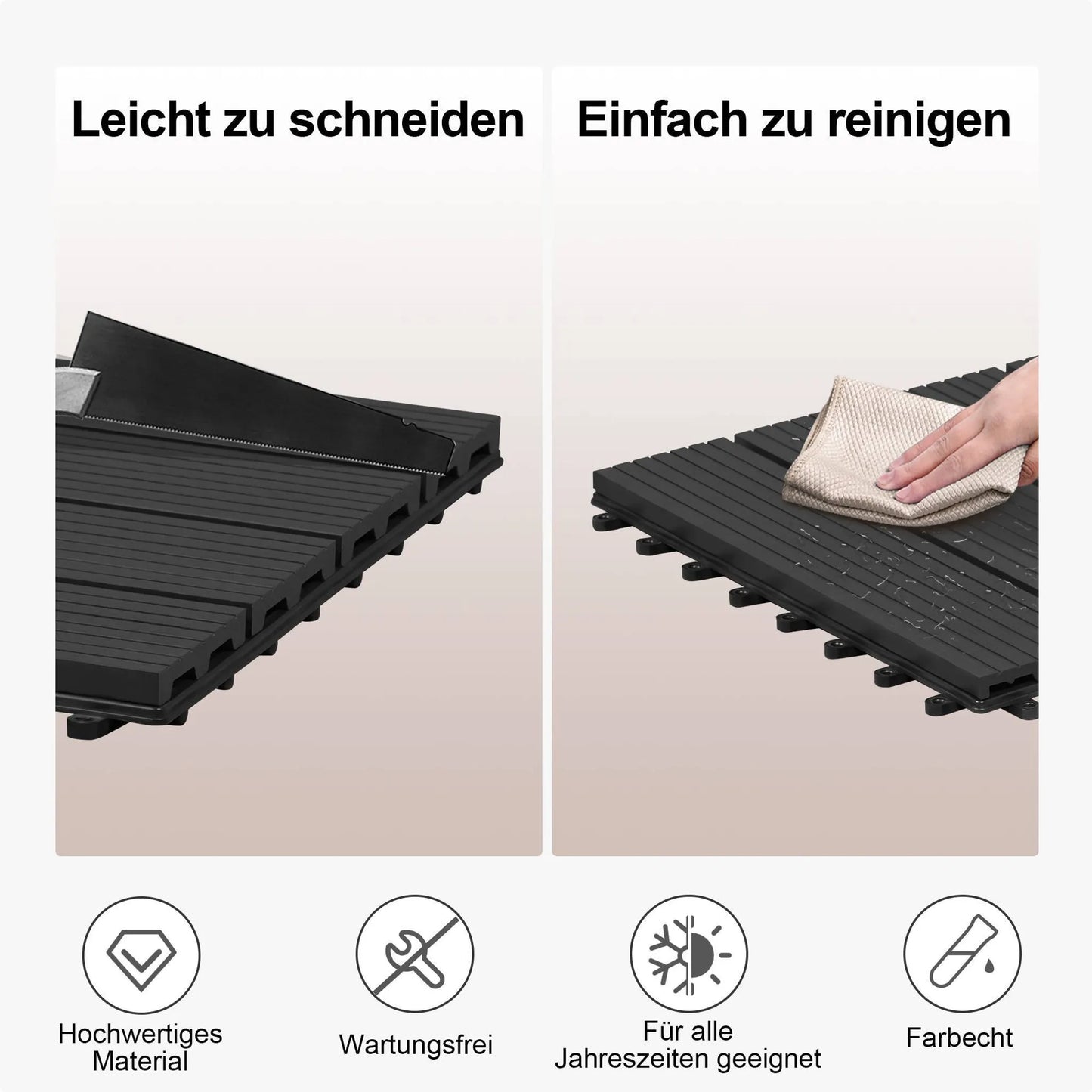 EUGAD WPC Terrastegels 30 x 60 cm - 12 Stuks - 2 m² - Kliksysteem - Diverse Kleuren