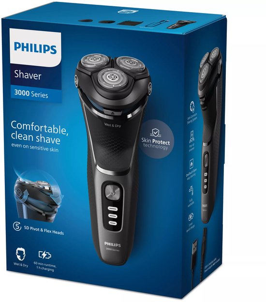 Philips Shaver 3000 Series S3343/13 - Elektrisch scheerapparaat – met trimmer – mannen - Donkergrijs