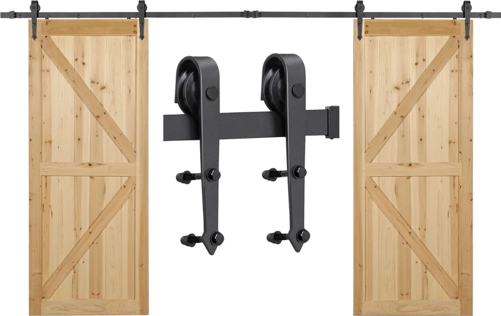 Yaheetech Schuifdeursysteem 366 cm met Montageset, Zwart