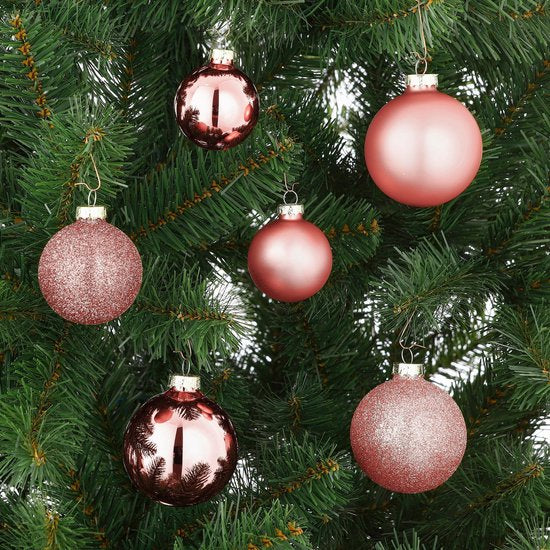Mica Decorations Kerstballen Set - 42 Stuks - Ø7 cm - Glas - Roze