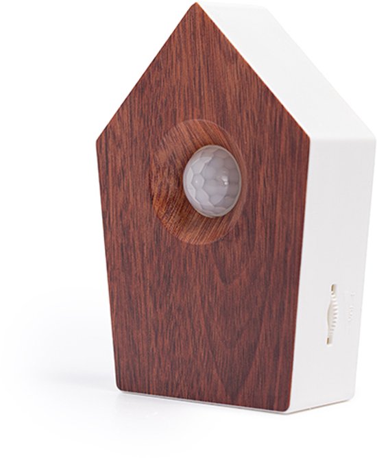 Nexxt Vogelgeluiden Huisje met Sensor voor op Toilet - Aanpasbaar Volume - WC - Bewegingsmelder - 8,6 x 3,5 x 12,5 cm - 90 g - Kastje - Bird Box - Donker Bruin