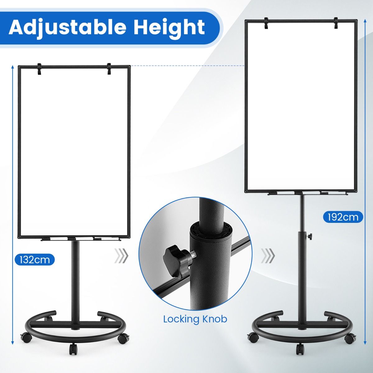 Coast Magnetisch Whiteboard - Inclusief Accessoires - Verrijdbaar - 100 x 65 cm - Zwart