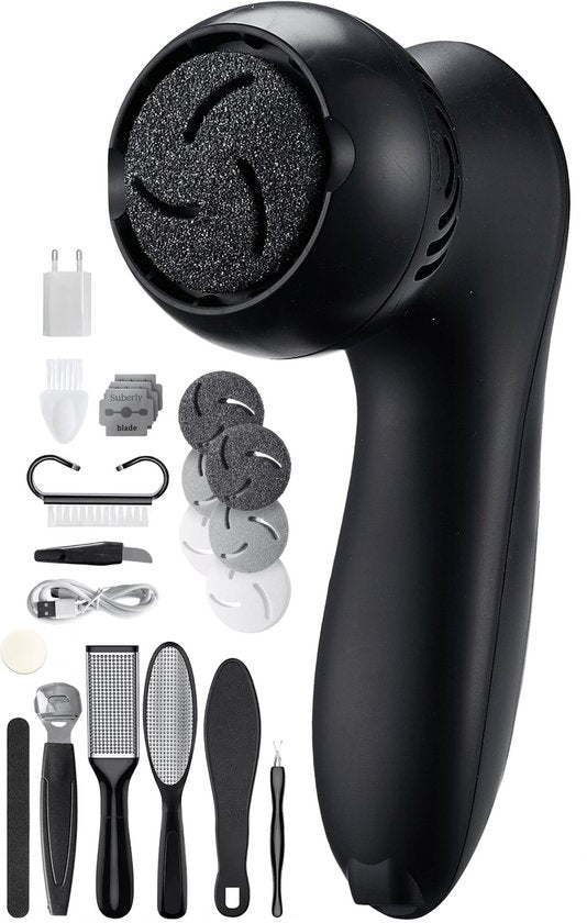 Vulpes Goods® BeautyCare – Elektrische Eeltverwijderaar PRO – 6 Eeltschijven – USB Oplaadbaar – IPX7