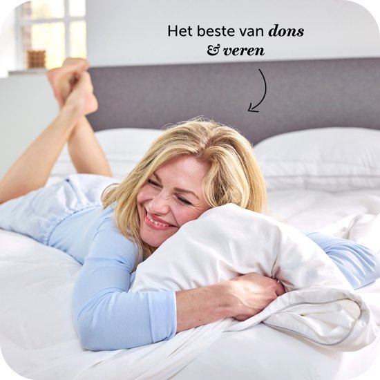 Cloudpillo Dons & Veren Dekbed 140x200 cm - 4 Seizoenen 2-in-1 - 15% Eendendons 85% Eendenveren - Downproof Katoen 233 TC - RDS & OEKO-TEX