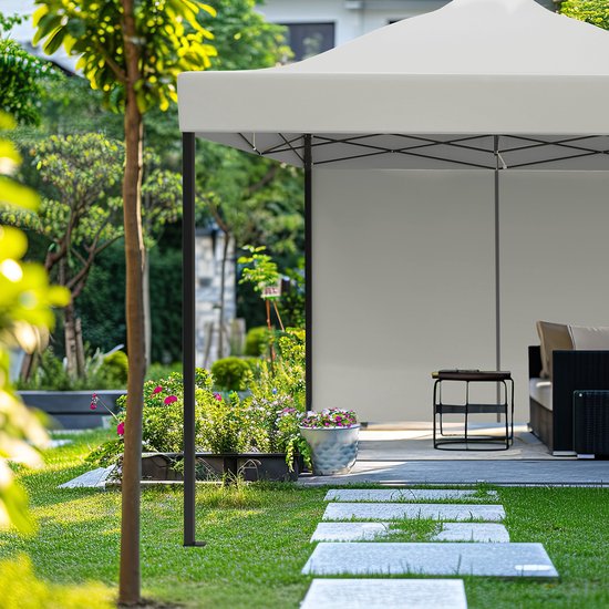 LifeGoods Partytent - 3x3 m - Zijwanden - Easy Up - Paviljoen - Opvouwbaar - Waterdicht - Draagtas met Wieltjes - Wit