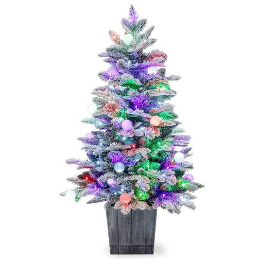 Coast voorverlichte kerstboom - 100 cm - wit/groen - met 148 PVC & PE takken - 80 LED-lampjes