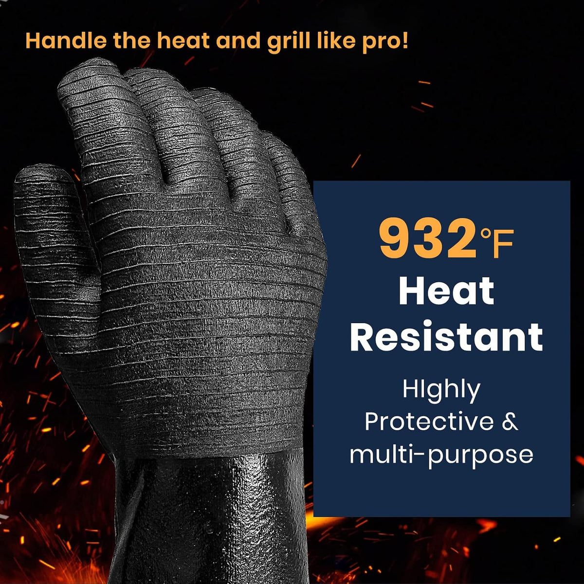 Geekhom BBQ-handschoenen - 45,72 cm - Zwart - Set van 2