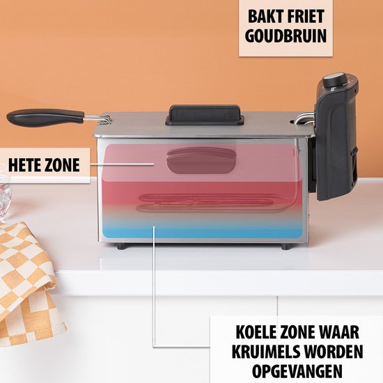 Tristar Frituurpan 3 liter - FR-6946 - Frituese 2000W - Koud zone - RVS