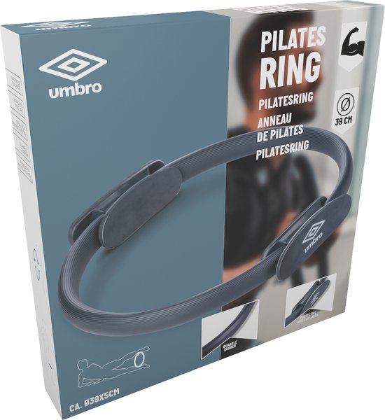 Umbro Pilates Ring - 39 x 5 CM - Yogaring - Fitnessring - Buikspiertrainer - Beentrainer - Thuisfitness - Duurzaam Rubber - Antislip Grepen - Blauw