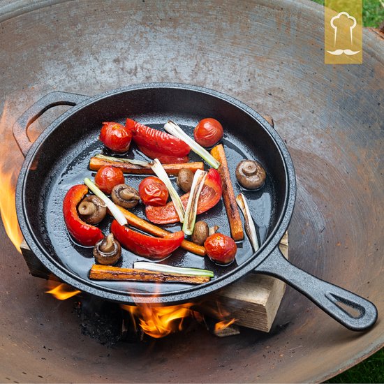 Chefarone Gietijzeren Pan – 2-in-1 Braadpan – Inclusief Deksel – Geschikt Voor Alle Warmtebronnen