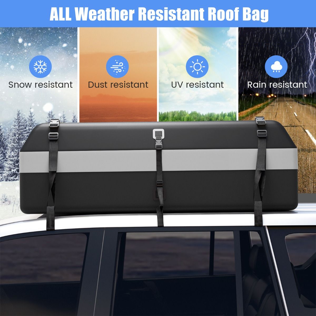 Coast Dakdraagtasje voor auto - waterdicht PVC - 595 liter - grijs en zwart