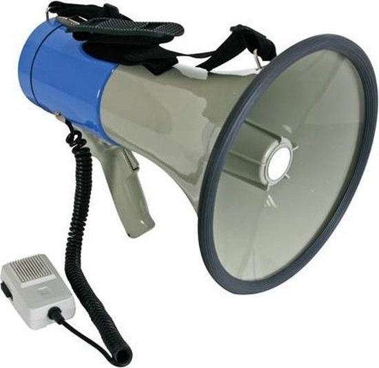 Velleman Megafoon, schouderriem, sirene, spreekfunctie, fluittoon, afneembare microfoon, 25 W, 500 m