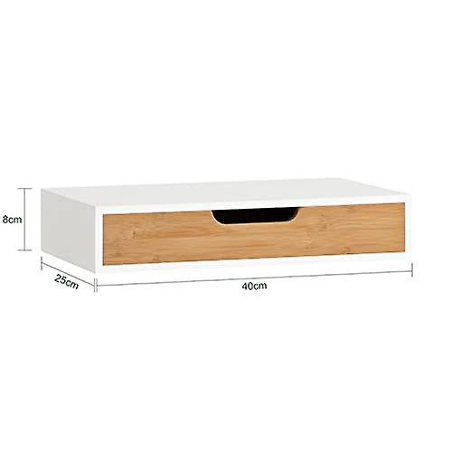 SoBuy Zwevende Plank - Wandplank - Bamboe - Wit - B40xL24.5xH8cm