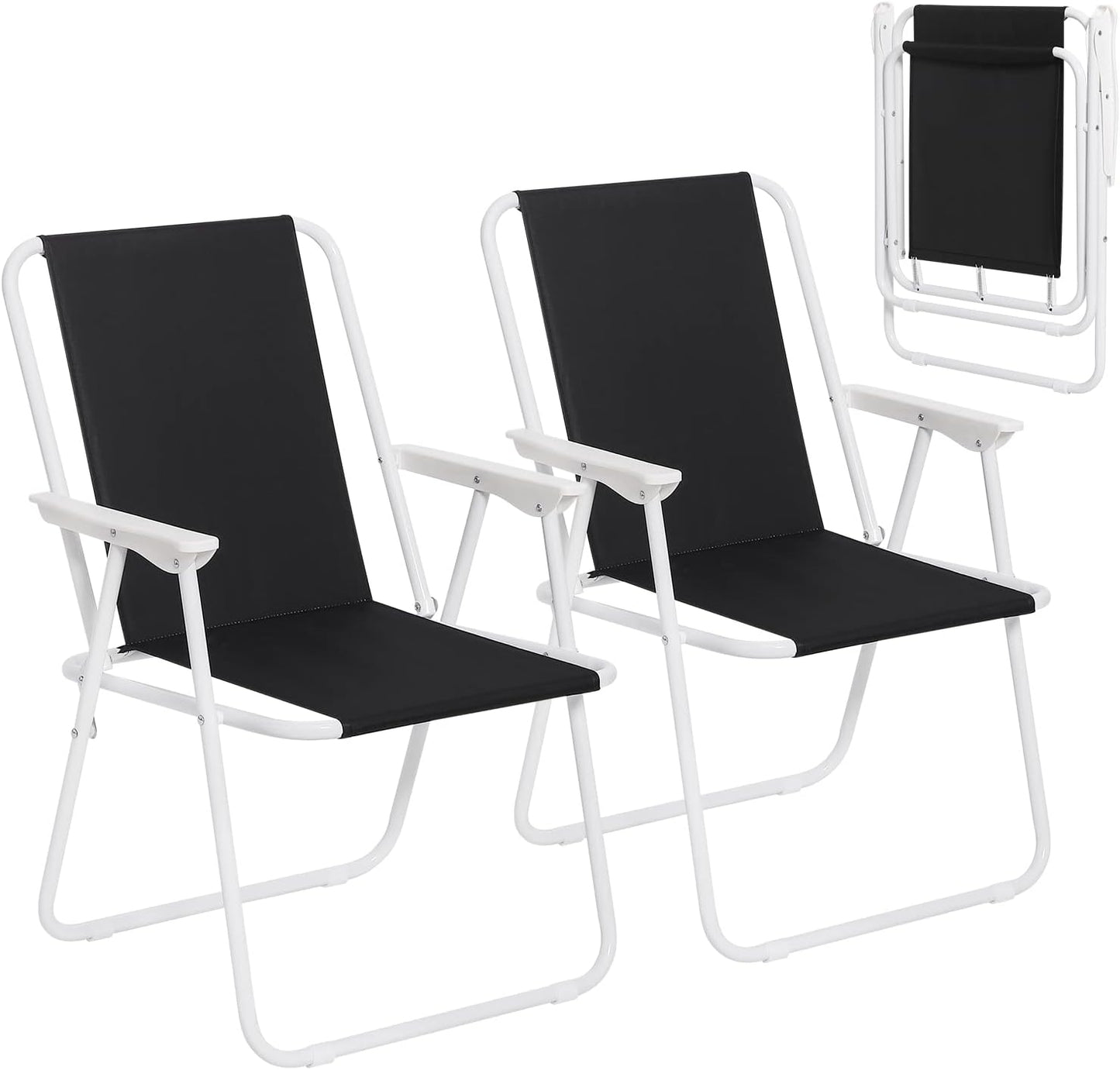 WOLTU Opvouwbare Campingstoel Set van 2 - Zwart