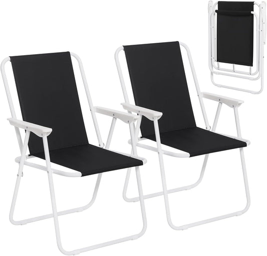 WOLTU Opvouwbare Campingstoel Set van 2 - Zwart
