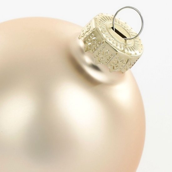Mica Decorations Kerstballen - 26 Stuks - Kerstversiering voor de Kerstboom - Glimmende en Glitter Ornamenten - Piek en Ballen in Diverse Formaten - Ø7 cm - Crème