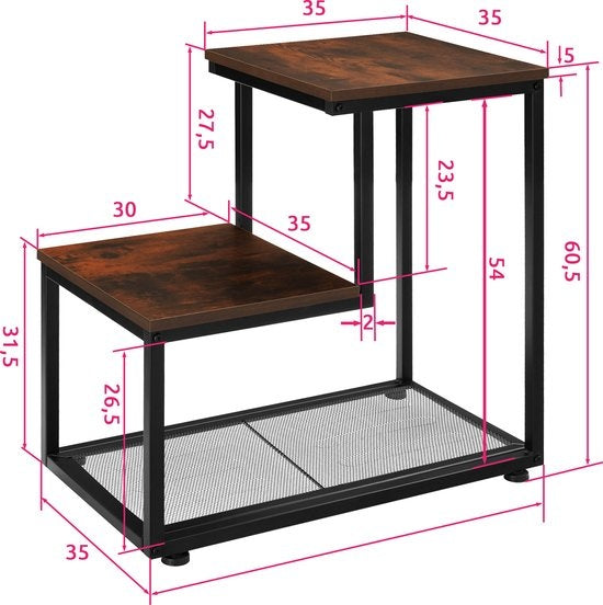 tectake® - Bijzettafel Halifax - salontafel - industrial dark - 404271