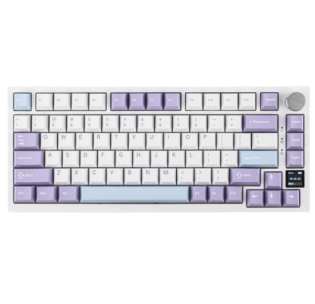 AJAZZ AK820 Pro Mechanisch Toetsenbord - 75% - QWERTY US - Tri-mode - TFT-display - RGB - Grijs - Sea Salt Purple Switches