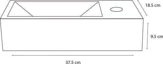 Differnz Helios fonteinset - 37,5x18,5x9,5 cm - Rechthoek - 1 kraangat rechts - Recht matte zwarte kraan - Wit