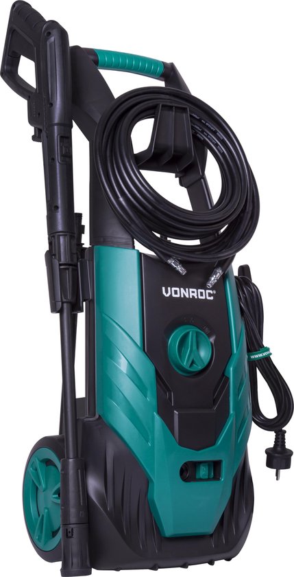 VONROC Hogedrukreiniger – Incl. Accessoires & Reinigingstank – 140 bar, 420 l/h – 1800 W – Zwart
