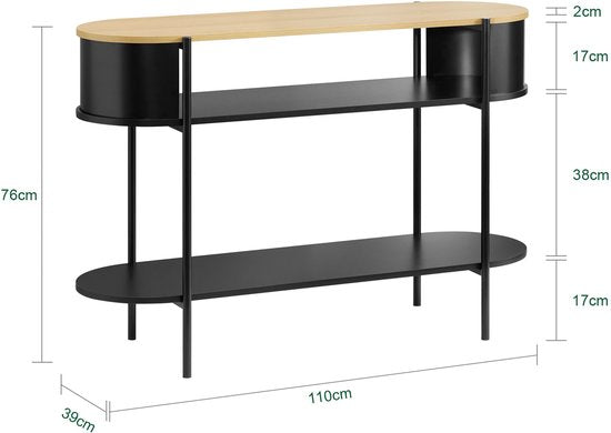 SoBuy Entreeconsole console met opslag, multifunctioneel gangmeubel, modern industrieel design, meubels van hout en zwart, 110x39x76cm FSB102-SCH