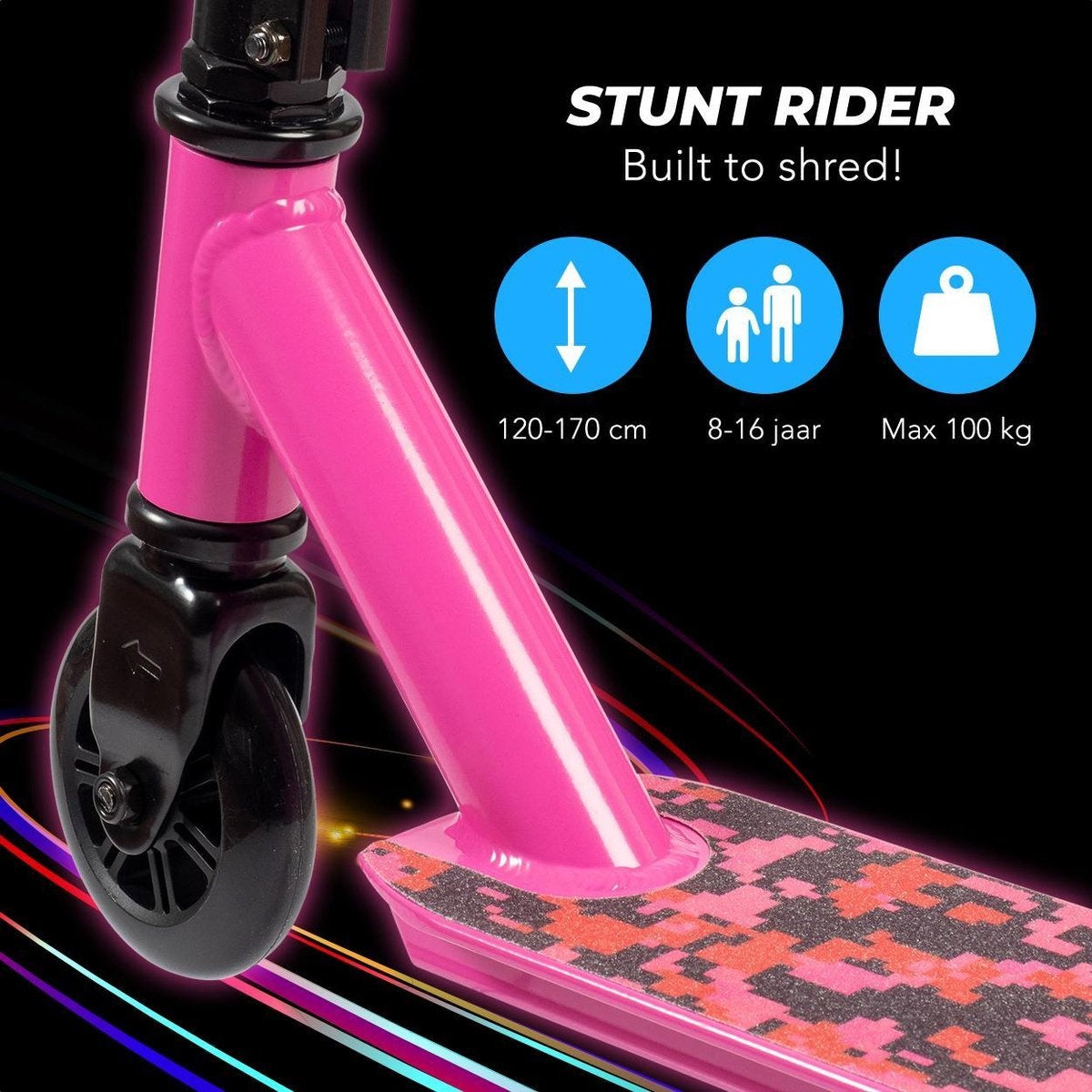 LifeGoods StuntRider - Stuntstep - Step 8+ Jaar - 100mm Wielen - Jongens/Meisjes - Roze