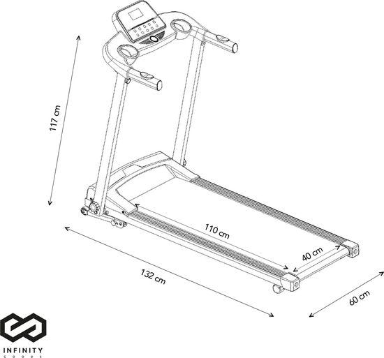 Infinity Goods Loopband Met Hellingsfunctie - 0,8-12 km/u - Inklapbaar - 132 x 60 x 117 cm - Zwart