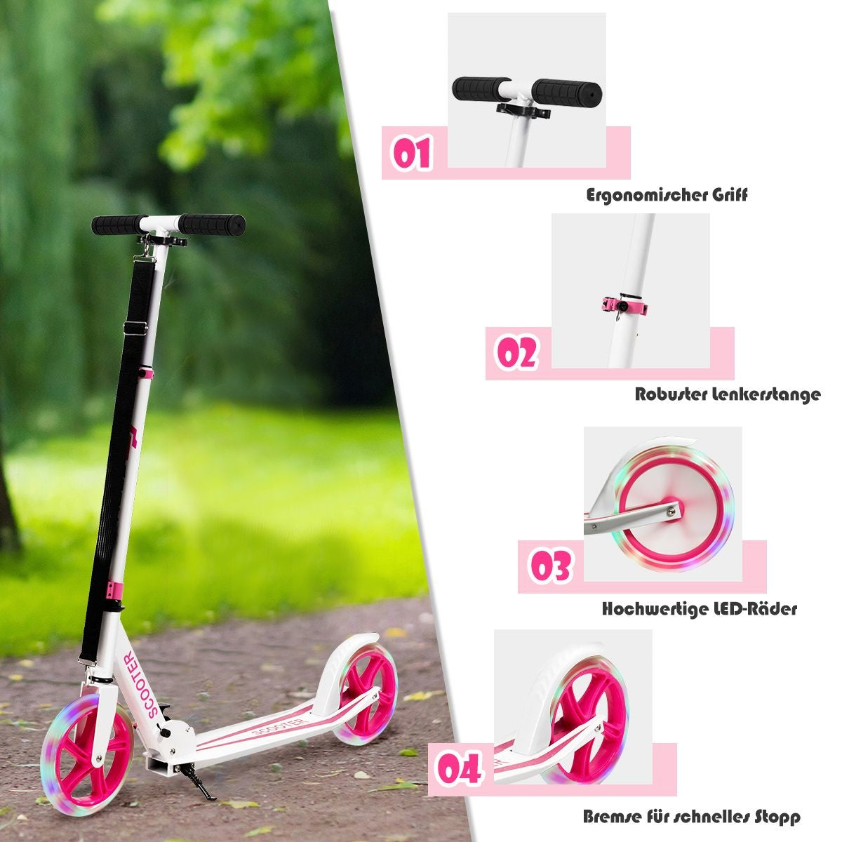 Coast Step - Inklapbaar Stepje - 34 x 88 x 96,5 cm - Roze