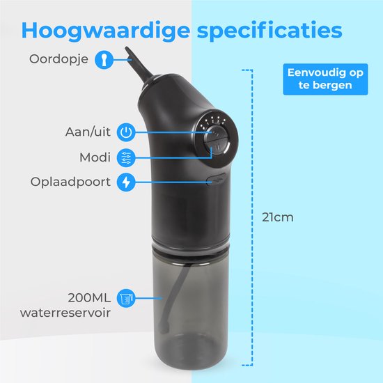Nuvance Elektrische Oorreiniger - Oorsmeer Verwijderaar - Oorspuit - 9 Oordopjes - Oor Uitspuiten - Oorreiniging - Earcleaner