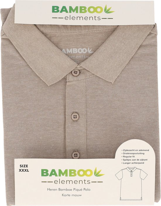 Bamboo Elements - Polo Shirt Heren - Dark Sand Beige - Maat M - Polo Heren - Korte Mouw - Pique Stof - T Shirt Heren - Bamboe