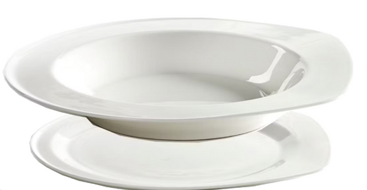 Serax – Bordenset met XL-Bord en Diep Bord – 32,7 cm & 25,1 cm – Met Modern Minimalistisch Design & Ruime Formaten – Voor Diner en Presentatie – Wit Porselein