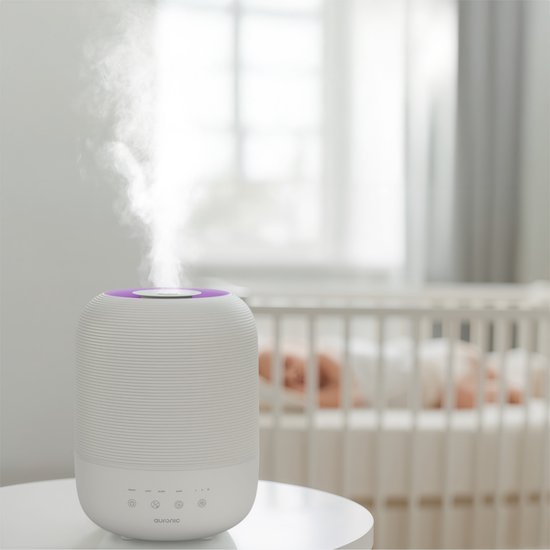 Auronic Luchtbevochtiger - 3L - Geschikt voor Slaapkamer, Babykamer, Kantoor, Woonkamer en Meer - Humidifier - BPA-Vrij - Wit