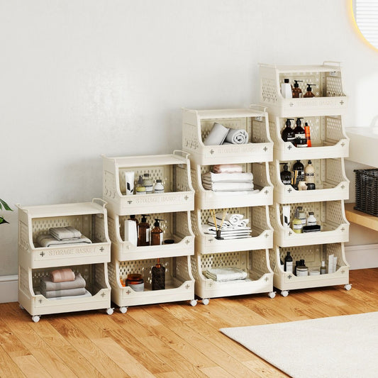 Coast Opbergrek op Wieltjes - 6 laags - Stapelbaar - Beige