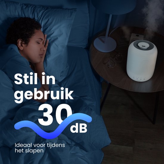 Auronic Luchtbevochtiger - 3L - Geschikt voor Slaapkamer, Babykamer, Kantoor, Woonkamer en Meer - Humidifier - BPA-Vrij - Wit