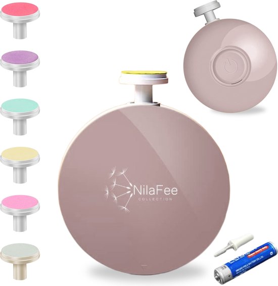 NilaFee® - Elektrische Baby Nagelvijl - Inclusief Batterijen - Manicureset - Verzorgingsset - Nagelschaartje - Dusty Pink