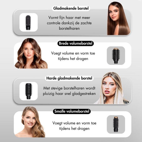 Sansbeauté® 9-in-1 Airstyler met Diffuser - Multistyler - Föhnborstel Kort Haar - Haarkruller - Haarstyler - Haardroger - Warmteborstel - Krulborstel - Krultang - Haarstijler - Stijlborstel - 5 in 1 Hairstyler