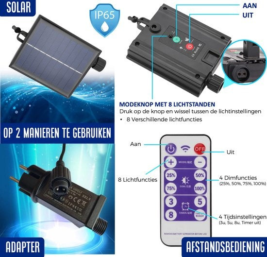 SHINE Lichtsnoer Buiten – Solar LED Prikkabel – 8,5 Meter – Vintage Basic – Afstandsbediening